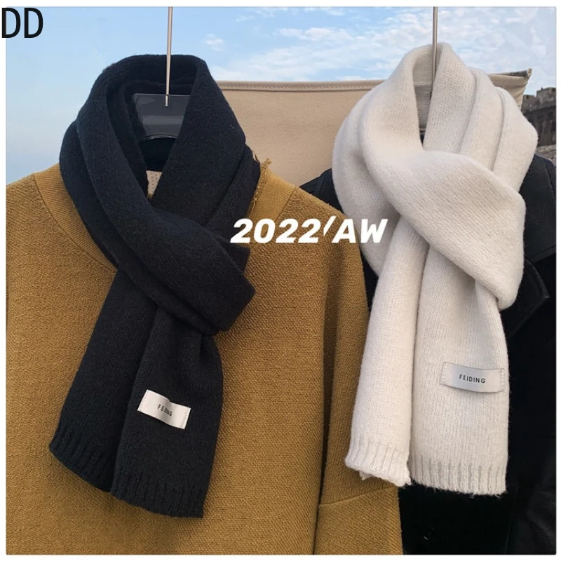 Wool Scarf Men - Простой шикарный однотонный мягкий шарф, осень-зима,